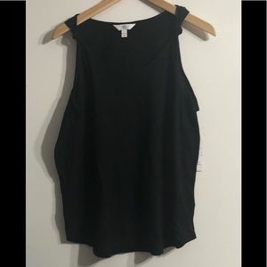 Top 100%cotton sleeveless knotted straps scoop neck pullover black.Large